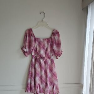 Three Hearts Pink and White Plaid Dress Girls size Medium